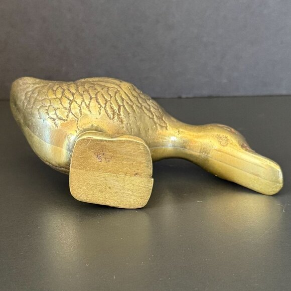 Vintage Brass Duck Figurine Paperweight Gold Finish Decorative Home Decor cottag - Picture 7 of 9